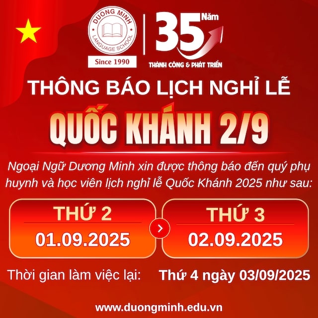 Thông Báo Nghỉ Lễ Quốc Khánh 2-9