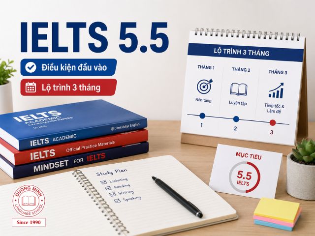 IELTS 5.5 Cần Gì? Điều Kiện Đầu Vào & Lộ Trình Học Trong 3 Tháng