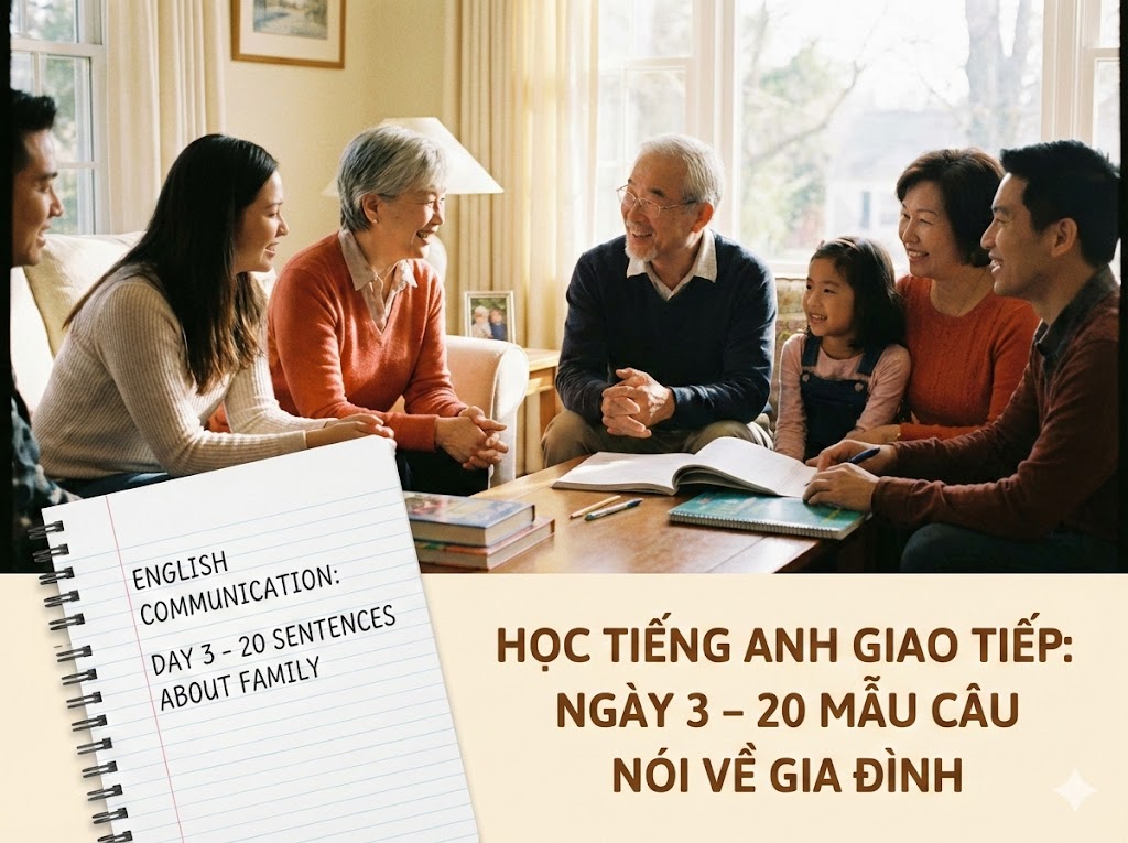 Học Tiếng Anh Giao Tiếp: Ngày 3 - 20 Mẫu Câu Nói Về Gia Đình